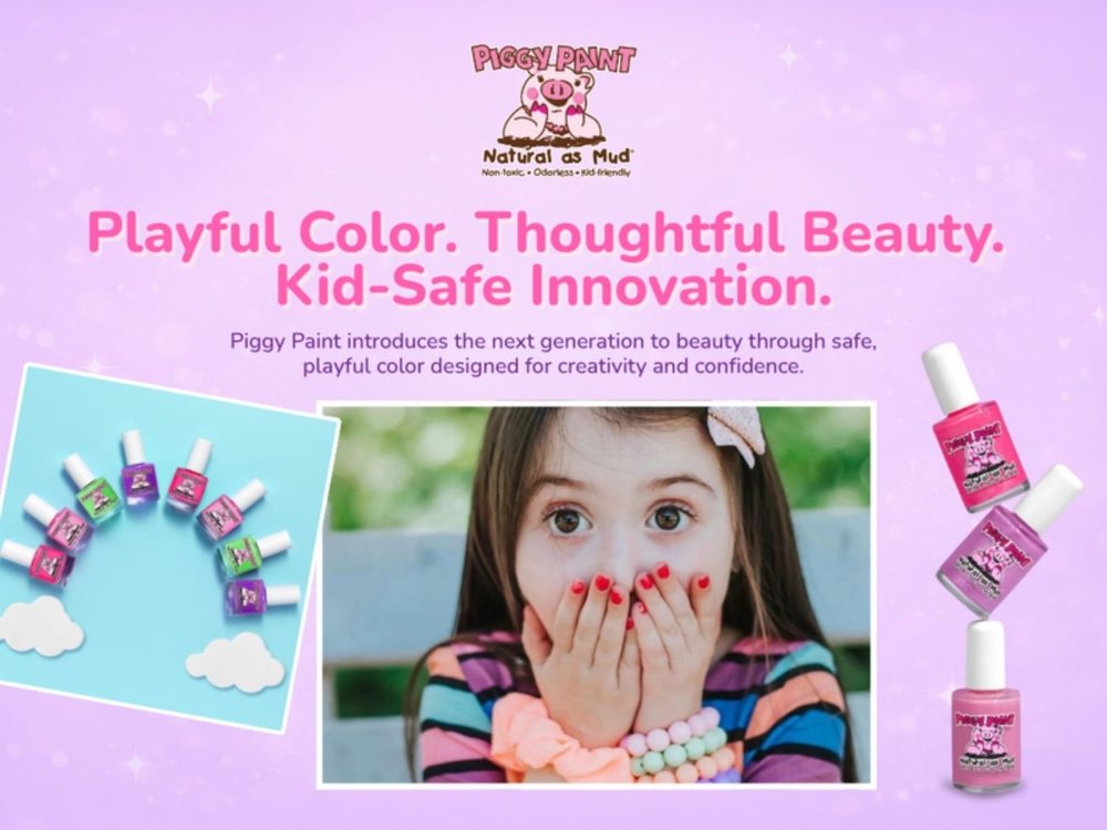 Retail deck cover for a kids nail polish brand, a girl showing painted nails